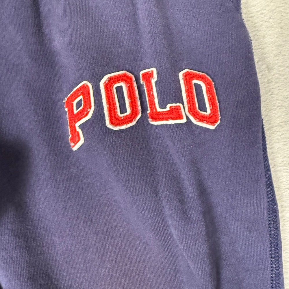Polo Ralph Lauren Boys XL 18-20 Navy Blue Fleece Jogger Sweatpants Red Logo - Picture 10 of 10